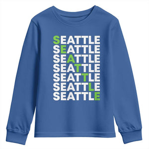 Vintage Seattle Youth Sweatshirt Sports Lover Washington City TS10 Royal Blue Print Your Wear