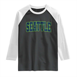 Vintage Seattle Raglan Shirt Classic Print Retro Varsity TS10 Black White Print Your Wear