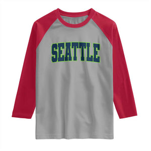 Vintage Seattle Raglan Shirt Classic Print Retro Varsity TS10 Sport Gray Red Print Your Wear