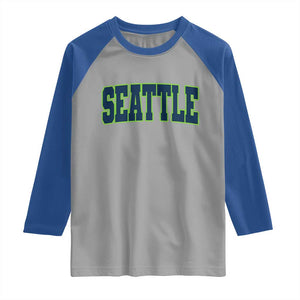 Vintage Seattle Raglan Shirt Classic Print Retro Varsity TS10 Sport Gray Royal Print Your Wear