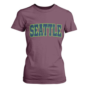 Vintage Seattle T Shirt For Women Classic Print Retro Varsity TS10 Maroon Print Your Wear