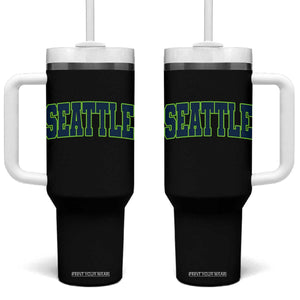 Vintage Seattle Tumbler With Handle Classic Print Retro Varsity TS10 One Size: 40 oz Black Print Your Wear