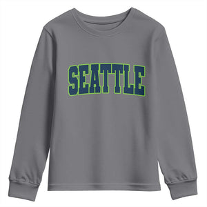 Vintage Seattle Youth Sweatshirt Classic Print Retro Varsity TS10 Charcoal Print Your Wear