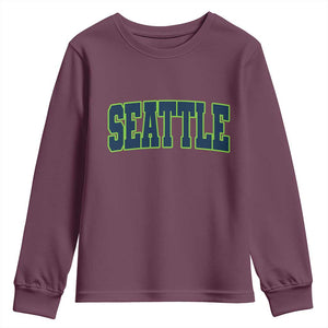 Vintage Seattle Youth Sweatshirt Classic Print Retro Varsity TS10 Maroon Print Your Wear