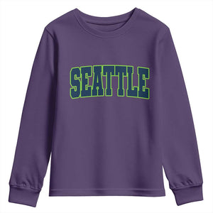 Vintage Seattle Youth Sweatshirt Classic Print Retro Varsity TS10 Purple Print Your Wear