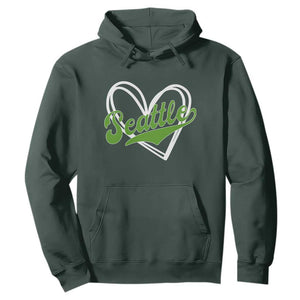 Vintage Seattle Hoodie Classic Print Retro Varsity Love Heart Graphic TS10 Dark Forest Green Print Your Wear