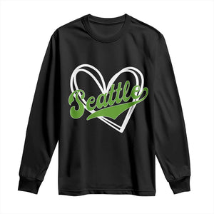 Vintage Seattle Long Sleeve Shirt Classic Print Retro Varsity Love Heart Graphic TS10 Black Print Your Wear