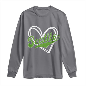 Vintage Seattle Long Sleeve Shirt Classic Print Retro Varsity Love Heart Graphic TS10 Charcoal Print Your Wear