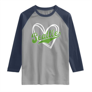 Vintage Seattle Raglan Shirt Classic Print Retro Varsity Love Heart Graphic TS10 Sport Gray Navy Print Your Wear