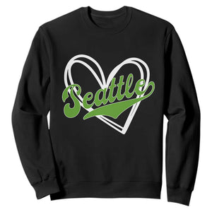 Vintage Seattle Sweatshirt Classic Print Retro Varsity Love Heart Graphic TS10 Black Print Your Wear