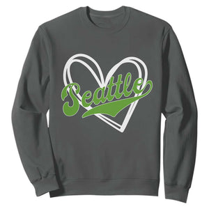 Vintage Seattle Sweatshirt Classic Print Retro Varsity Love Heart Graphic TS10 Dark Heather Print Your Wear