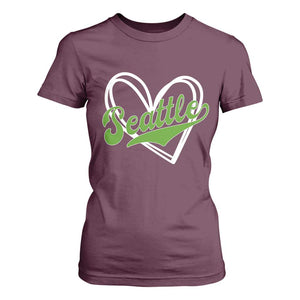 Vintage Seattle T Shirt For Women Classic Print Retro Varsity Love Heart Graphic TS10 Maroon Print Your Wear