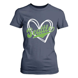 Vintage Seattle T Shirt For Women Classic Print Retro Varsity Love Heart Graphic TS10 Navy Print Your Wear