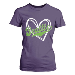 Vintage Seattle T Shirt For Women Classic Print Retro Varsity Love Heart Graphic TS10 Purple Print Your Wear