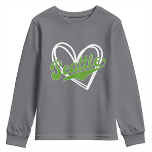 Vintage Seattle Youth Sweatshirt Classic Print Retro Varsity Love Heart Graphic TS10 Charcoal Print Your Wear