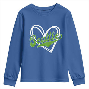 Vintage Seattle Youth Sweatshirt Classic Print Retro Varsity Love Heart Graphic TS10 Royal Blue Print Your Wear