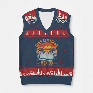 Cabo San Lucas Mexico V-Neck Knit Sweater Vest Beach Summer Vacation Family Trip Retro 70s TS10 Navy Red Print Your Wear