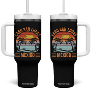 Cabo San Lucas Mexico Tumbler With Handle Beach Summer Vacation Family Trip Retro 70s TS10 One Size: 40 oz Black Print Your Wear