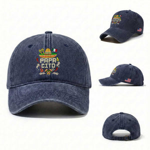 Mexican Dad Washed Cotton Baseball Cap Papa Cito Latino Fathers Day Gift Mexican Pride TS10 Washed Cap Universal Fit Navy Print Your Wear