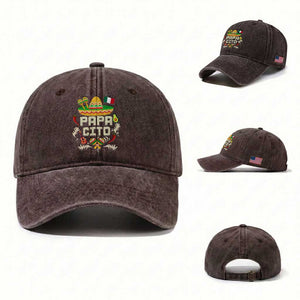 Mexican Dad Washed Cotton Baseball Cap Papa Cito Latino Fathers Day Gift Mexican Pride TS10 Washed Cap Universal Fit Dark Brown Print Your Wear