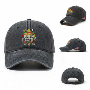 Mexican Dad Washed Cotton Baseball Cap Papa Cito Latino Fathers Day Gift Mexican Pride TS10 Washed Cap Universal Fit Dark Gray Print Your Wear
