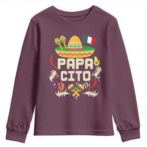 Mexican Dad Youth Sweatshirt Papa Cito Latino Fathers Day Gift Mexican Pride TS10 Maroon Print Your Wear