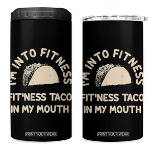 Funny Taco Fitness 4 in 1 Can Cooler Tumbler Im Into Fitness Taco In My Mouth Mexican Humor TS10 One Size: 16 oz Black Print Your Wear
