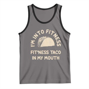 Funny Taco Fitness Tank Top Im Into Fitness Taco In My Mouth Mexican Humor TS10 Deep Heather Black Print Your Wear