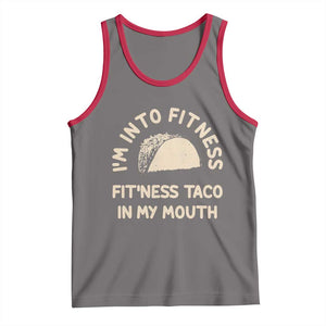 Funny Taco Fitness Tank Top Im Into Fitness Taco In My Mouth Mexican Humor TS10 Deep Heather Red Print Your Wear