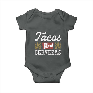 Tacos And Cervezas Baby Onesie Mexican Food Beer Humor TS10 Dark Heather Print Your Wear