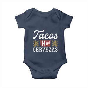 Tacos And Cervezas Baby Onesie Mexican Food Beer Humor TS10 Navy Print Your Wear