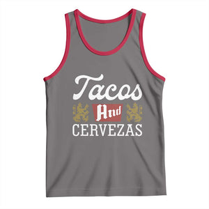 Tacos And Cervezas Tank Top Mexican Food Beer Humor TS10 Deep Heather Red Print Your Wear