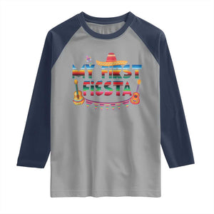 My First Fiesta Raglan Shirt Baby Cinco De Mayo Mexican Fiesta Outfit TS10 Sport Gray Navy Print Your Wear