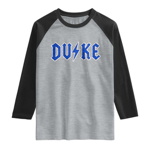 Vintage Duke Last Name Sports Style Raglan Shirt Vintage Lightning Bold Gothic Font Graphic Basketball Fans TS10 Heather Gray Black Print Your Wear