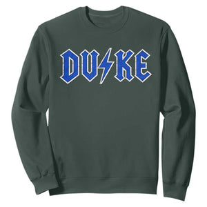 Vintage Duke Last Name Sports Style Sweatshirt Vintage Lightning Bold Gothic Font Graphic Basketball Fans TS10 Dark Forest Green Print Your Wear