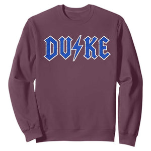 Vintage Duke Last Name Sports Style Sweatshirt Vintage Lightning Bold Gothic Font Graphic Basketball Fans TS10 Maroon Print Your Wear