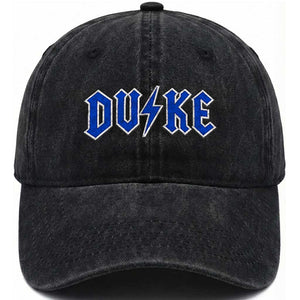 Vintage Duke Last Name Sports Style Washed Cotton Baseball Cap Vintage Lightning Bold Gothic Font Graphic Basketball Fans TS10 Print Your Wear