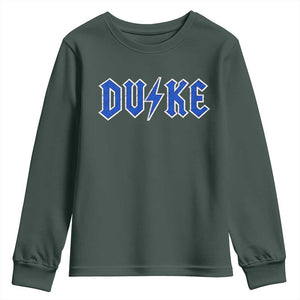 Vintage Duke Last Name Sports Style Youth Sweatshirt Vintage Lightning Bold Gothic Font Graphic Basketball Fans TS10 Dark Forest Green Print Your Wear