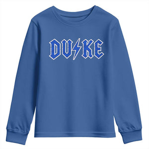 Vintage Duke Last Name Sports Style Youth Sweatshirt Vintage Lightning Bold Gothic Font Graphic Basketball Fans TS10 Royal Blue Print Your Wear