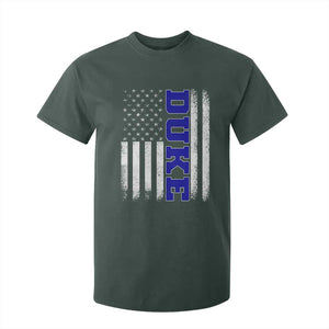 Vintage Duke Name American Flag T Shirt For Kid Retro Sport Basketball Fans TS10 Dark Forest Green Print Your Wear