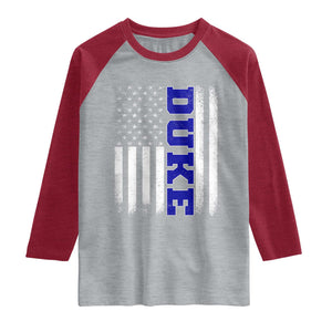 Vintage Duke Name American Flag Raglan Shirt Retro Sport Basketball Fans TS10 Heather Gray Heather Red Print Your Wear