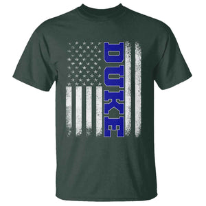 Vintage Duke Name American Flag T Shirt - Retro Sport Basketball Fans Tee TS10 Dark Forest Green Print Your Wear