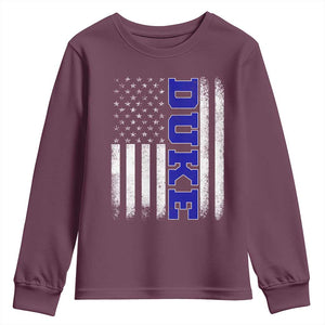Vintage Duke Name American Flag Youth Sweatshirt Retro Sport Basketball Fans TS10 Maroon Print Your Wear
