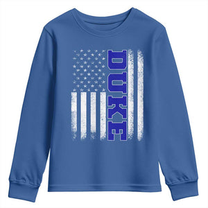 Vintage Duke Name American Flag Youth Sweatshirt Retro Sport Basketball Fans TS10 Royal Blue Print Your Wear