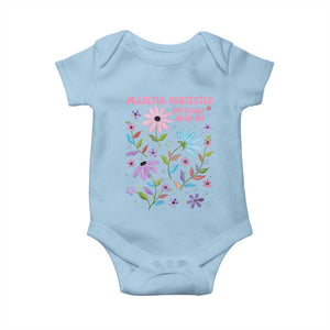 Feminist Protest Baby Onesie Peaceful But Pissed Off Floral Resist TS10 Light Blue Print Your Wear