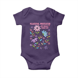 Feminist Protest Baby Onesie Peaceful But Pissed Off Floral Resist TS10 Purple Print Your Wear