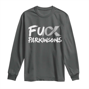 Fuck Parkinsons Long Sleeve Shirt Parkinsons Disease Awareness Month TS10 Dark Heather Print Your Wear