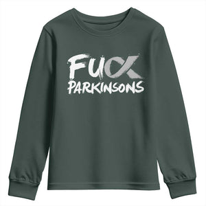 Fuck Parkinsons Youth Sweatshirt Parkinsons Disease Awareness Month TS10 Dark Forest Green Print Your Wear
