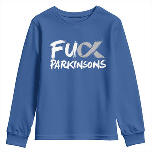 Fuck Parkinsons Youth Sweatshirt Parkinsons Disease Awareness Month TS10 Royal Blue Print Your Wear