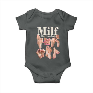 MILF Man I Love Feet Baby Onesie Funny Sexy Inappropriate Saying Quote TS10 Dark Heather Print Your Wear